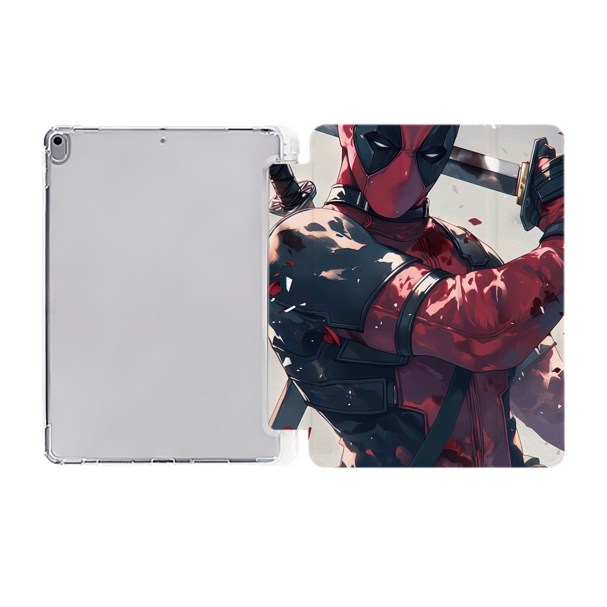 （画像用） Deadpool デッドプール IPad ケース ペン収納付き 三つ折りスタンド PUレザー×シリコン 対応機種9.5/10.5/10.9インチ